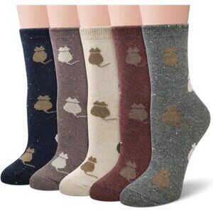 5 Pairs Womens Wool Socks Thick Warm Winter Socks Casual Cozy Socks